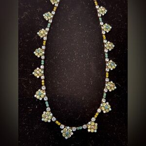 SORRELLI Vintage Green Blue Signed Crystal Necklace